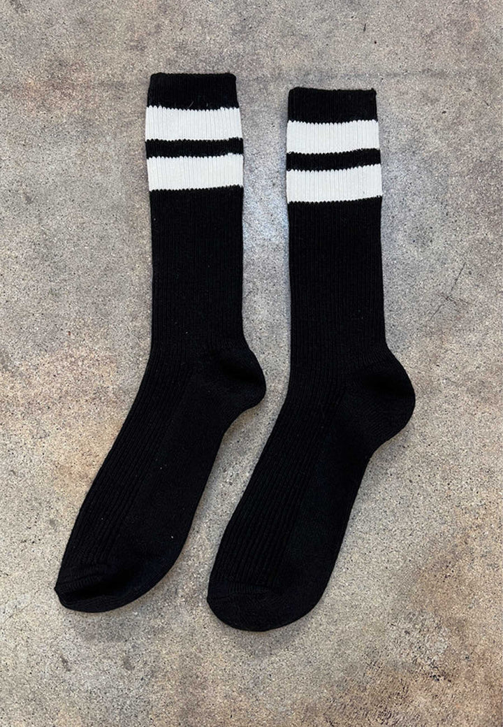 Grandpa Varsity Socks - Black Sugar Stripe
