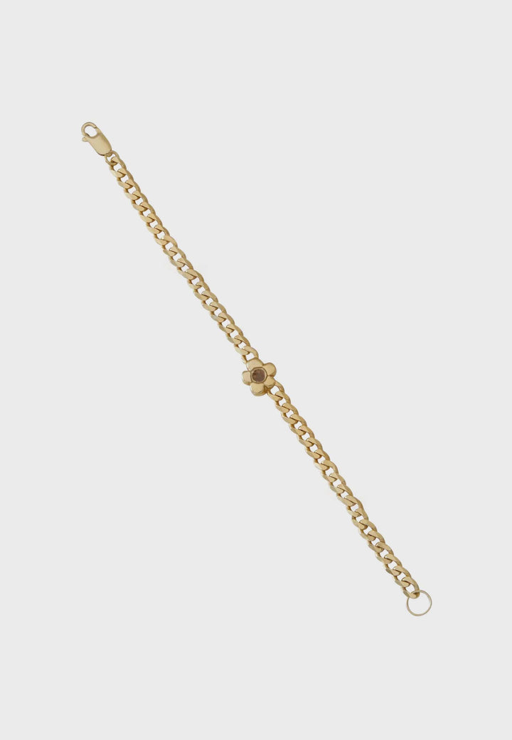 Flower Bracelet Gold - Smokey Quartz