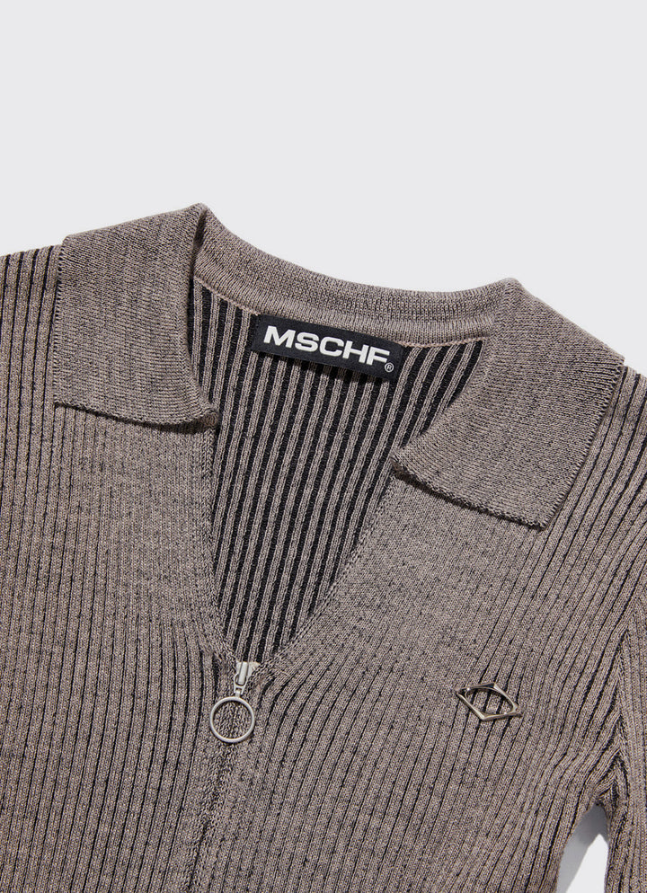 Knitted Two Tone Shirt - Grey/Beige
