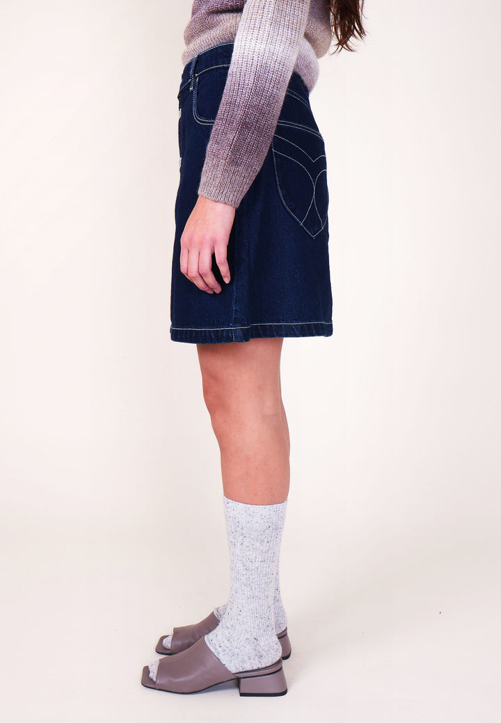 Dante A-Line Mini Skirt - Organic Dark Blue