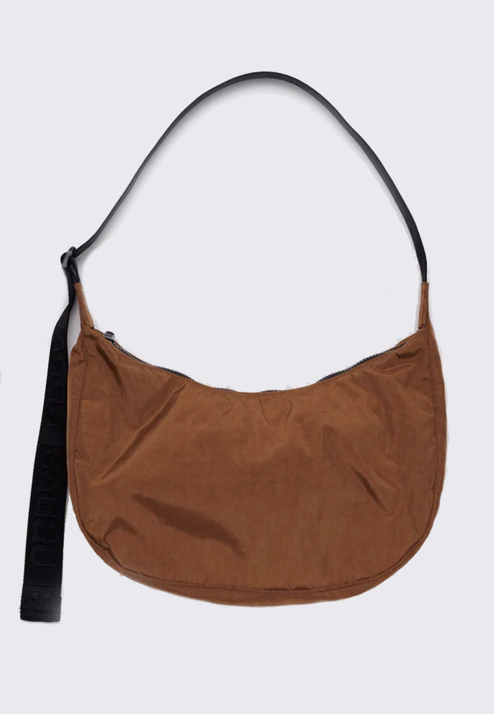 Medium Nylon Crescent Bag - Brown