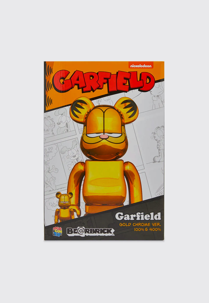 Be@rbrick Garfield Gold Chrome - 100% + 400%