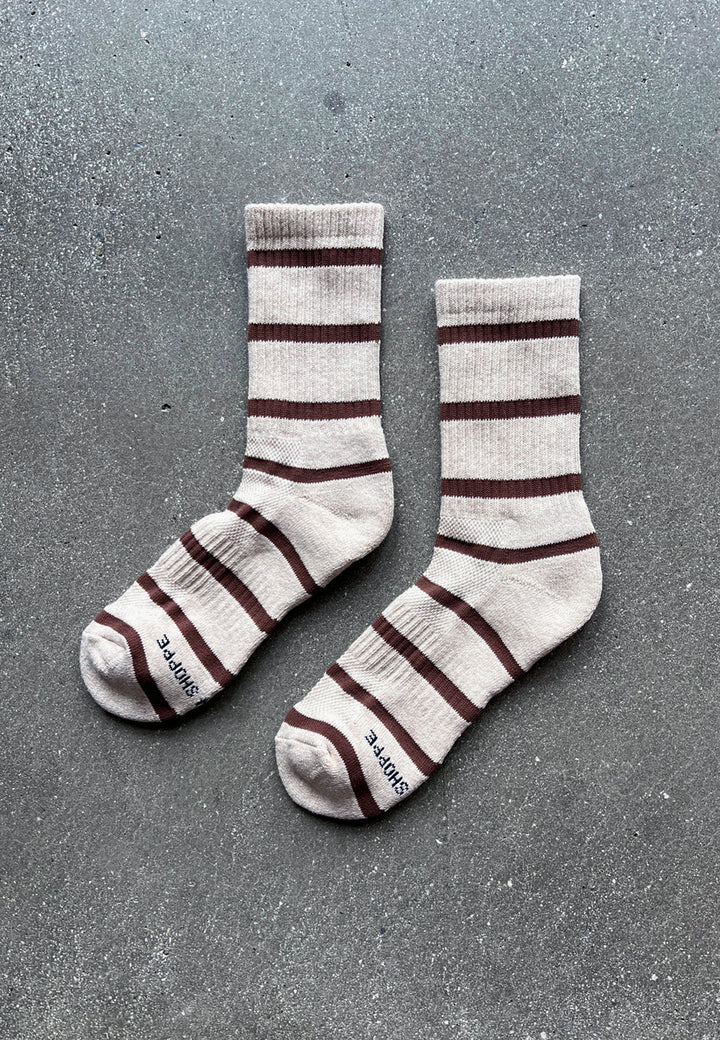 Boyfriend Socks - Flax Stripe