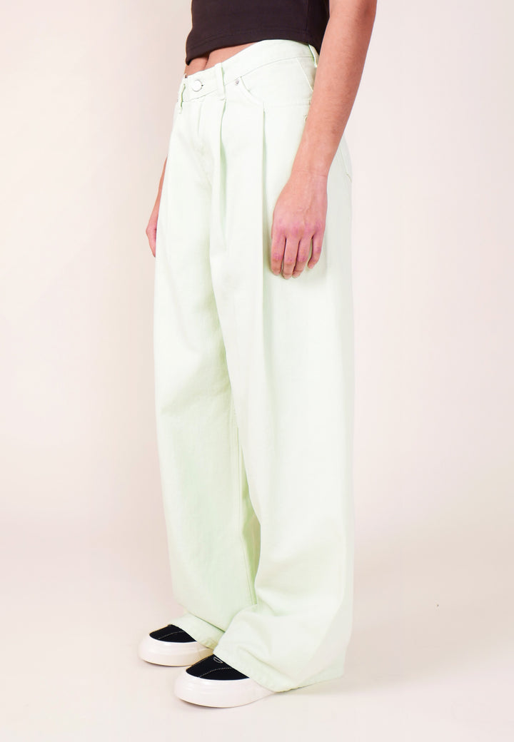 Wide Tuck Pant - Lime