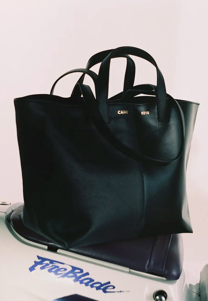 Le Pratique Medium Bigout Zip PVC/Leather Bag - Black/Black