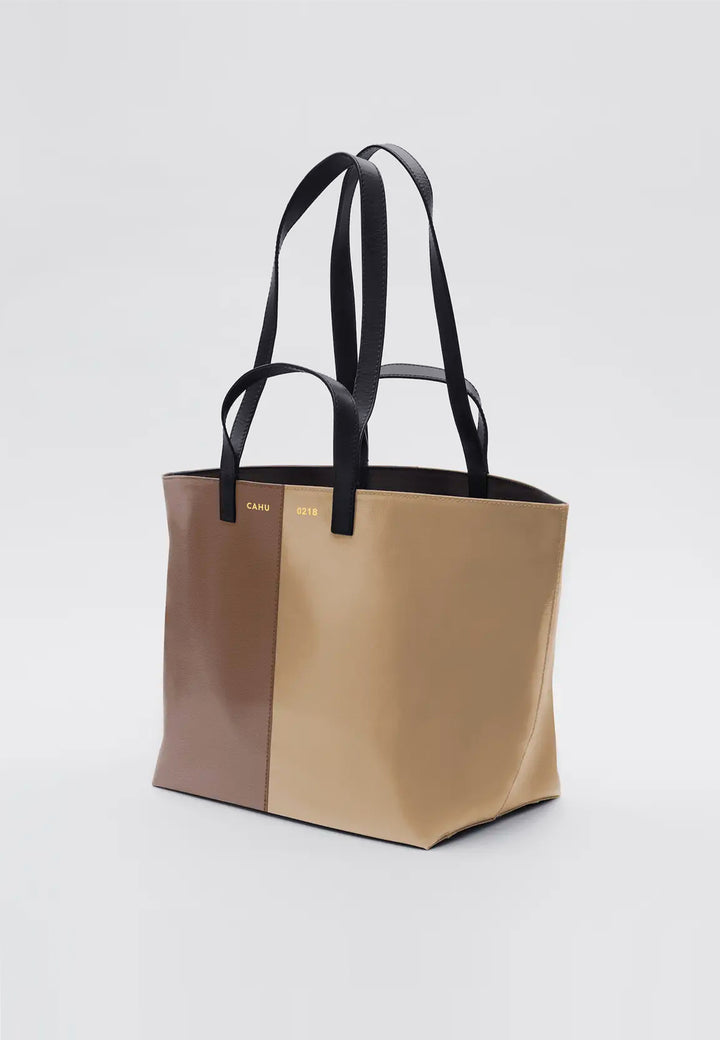 Le Pratique Small Bigout Zip PVC/Leather Bag - Cream/Taupe