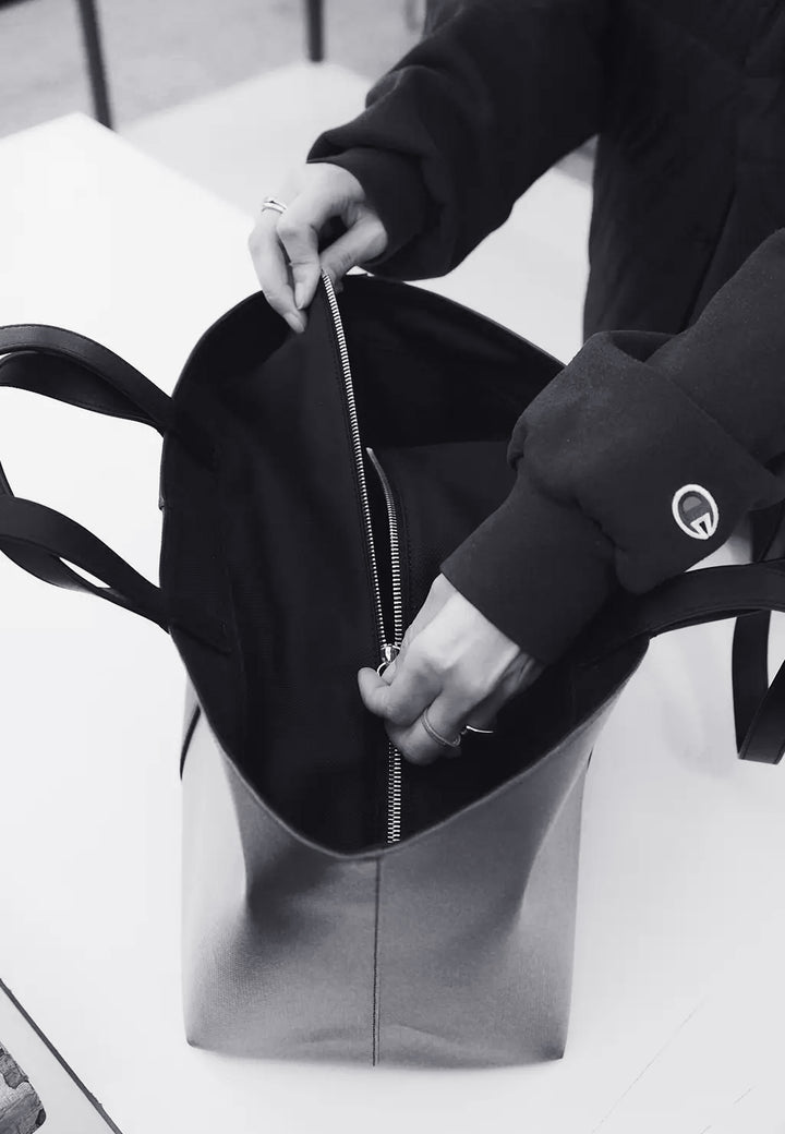 Le Pratique Small Bigout Zip Leather/PVC Bag - Black/Black