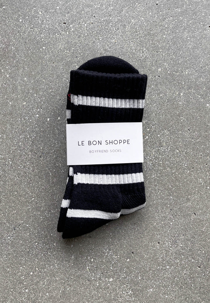 Striped Boyfriend Socks - Black Stripe
