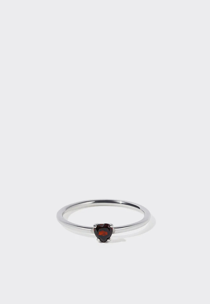 Micro Heart Jewel Ring - Thai Garnet
