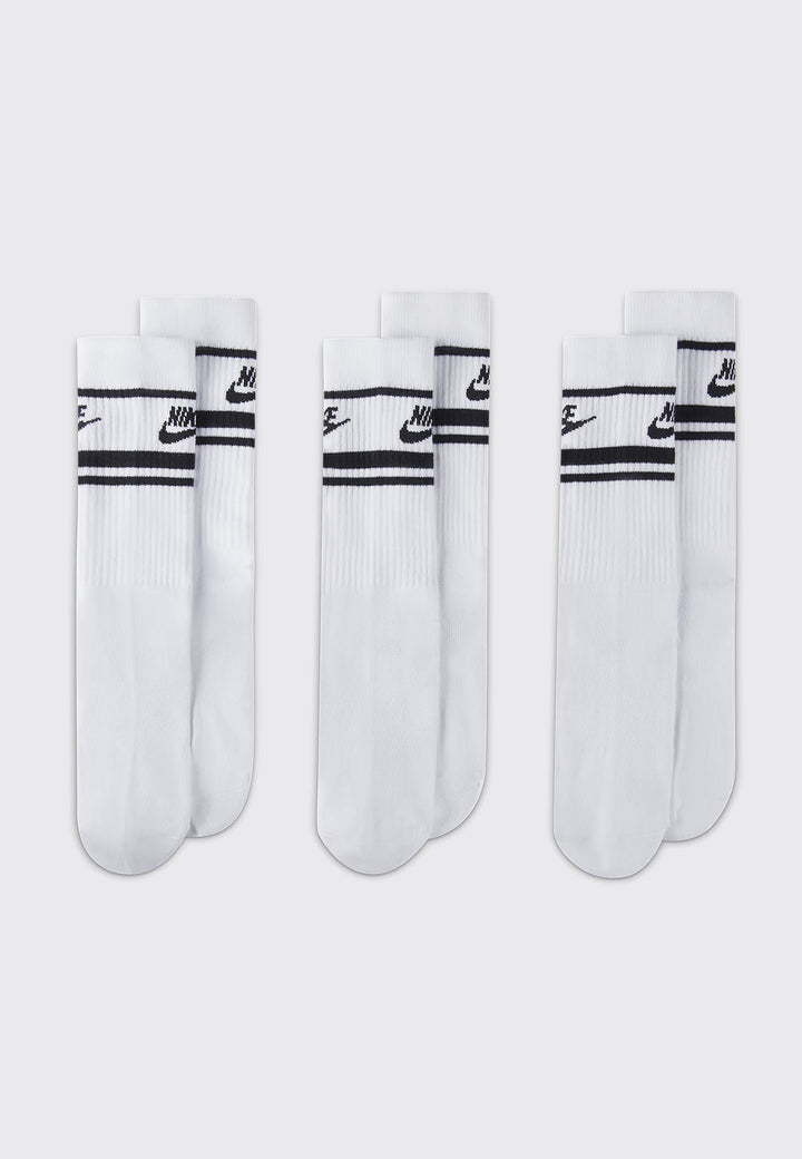 Everyday Essential Crew Socks 3 Pack - White/Black