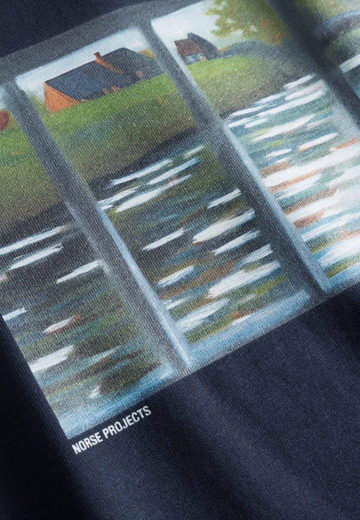 Johannes Organic Canal Print T-Shirt - Dark Navy