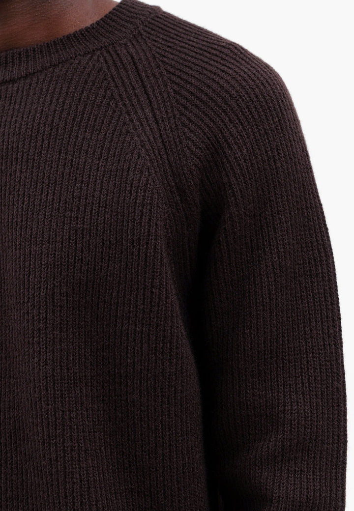 Roald Cotton Wool Rib Sweater - Espresso