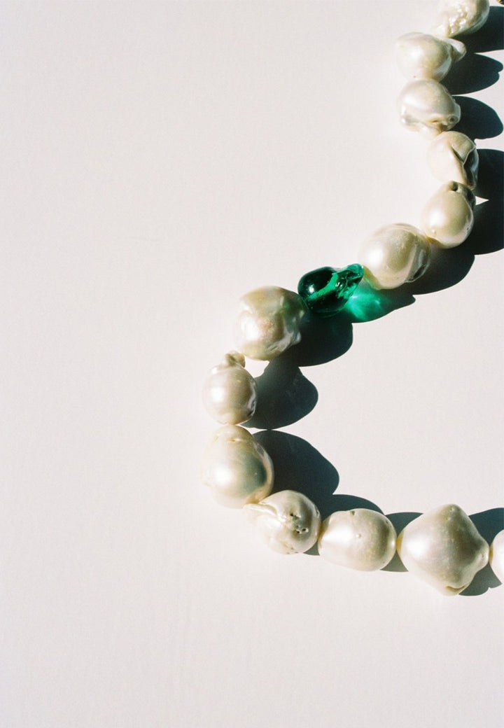 Mars | Wilma Necklace - Pearl/Emerald | Good As Gold, NZ