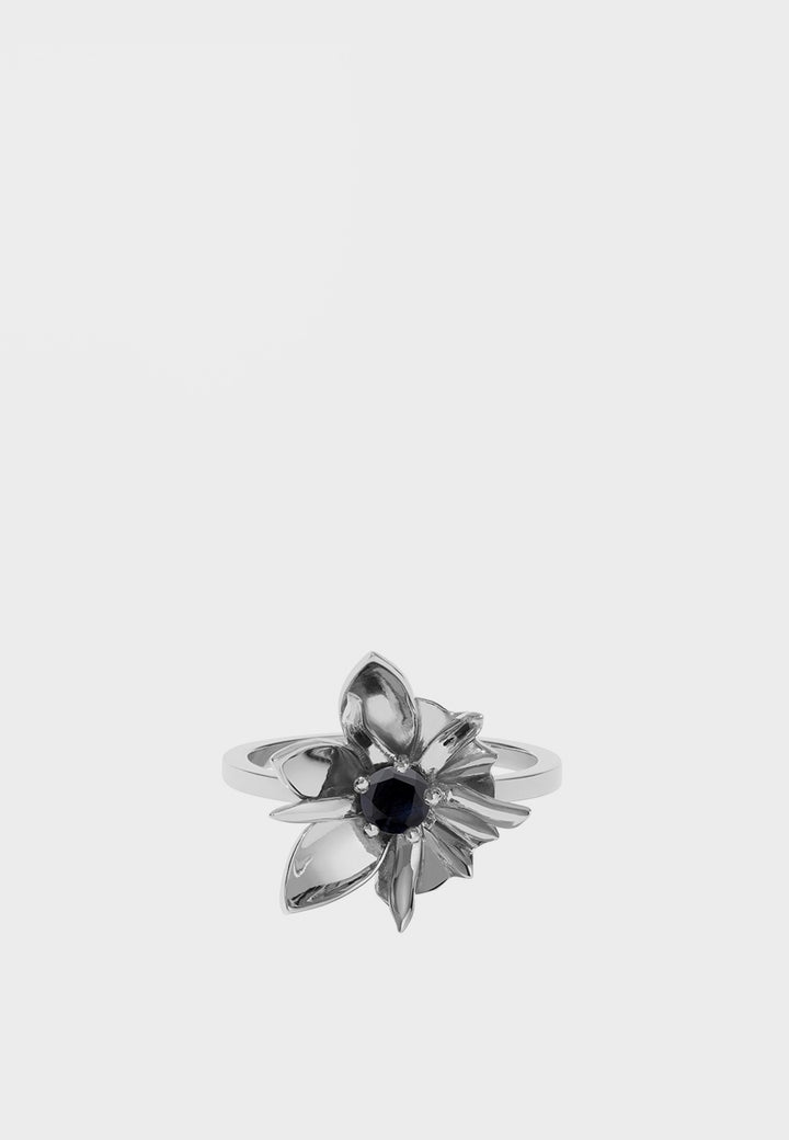 Wildflower Stone Ring - silver/midnight sapphire