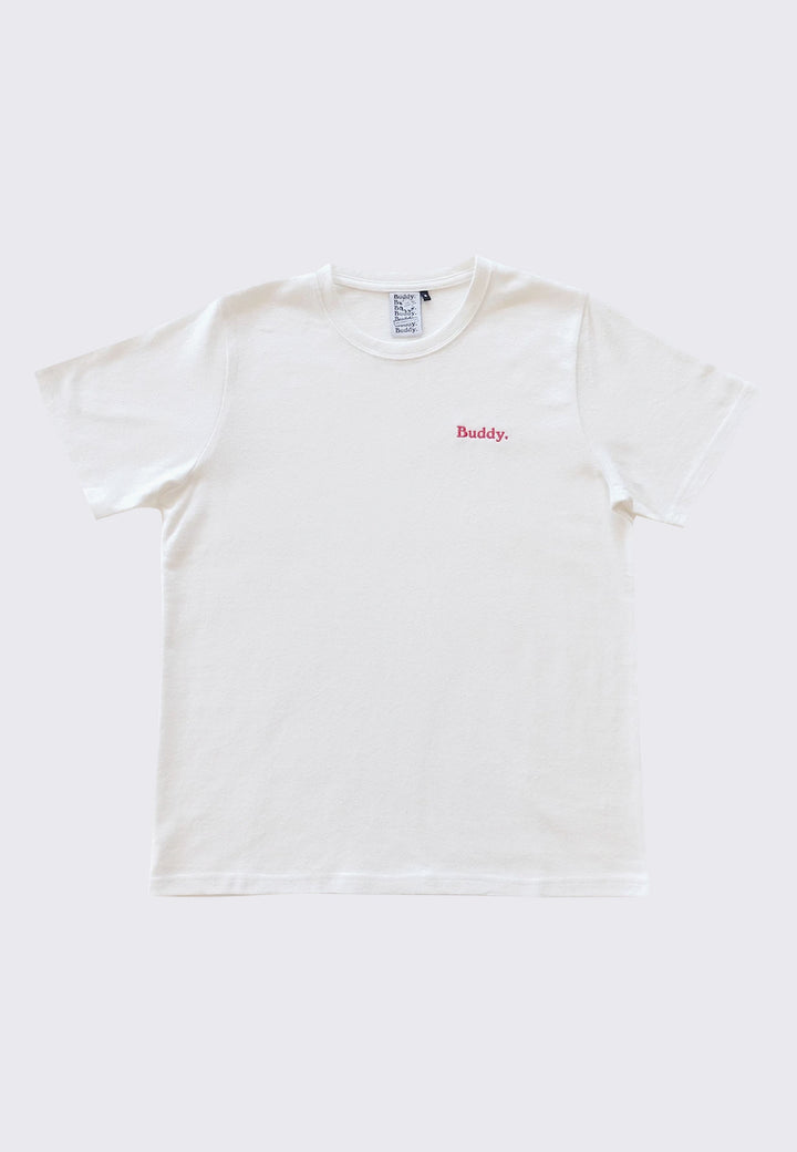 Embroidered Classic Hemp T-Shirt - white/red