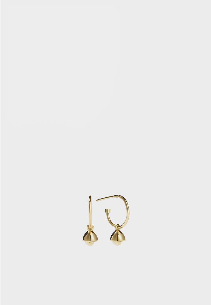 Micro Bell Endless Hoop Earrings -  gold