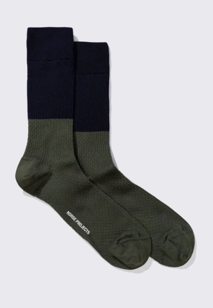 Bjarki Colour Block Texture Socks - himmel blue