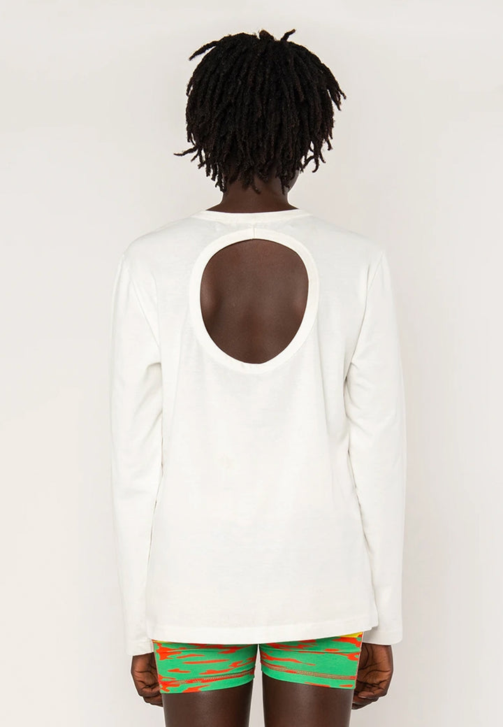 Long Sleeve Cutout T-Shirt - white