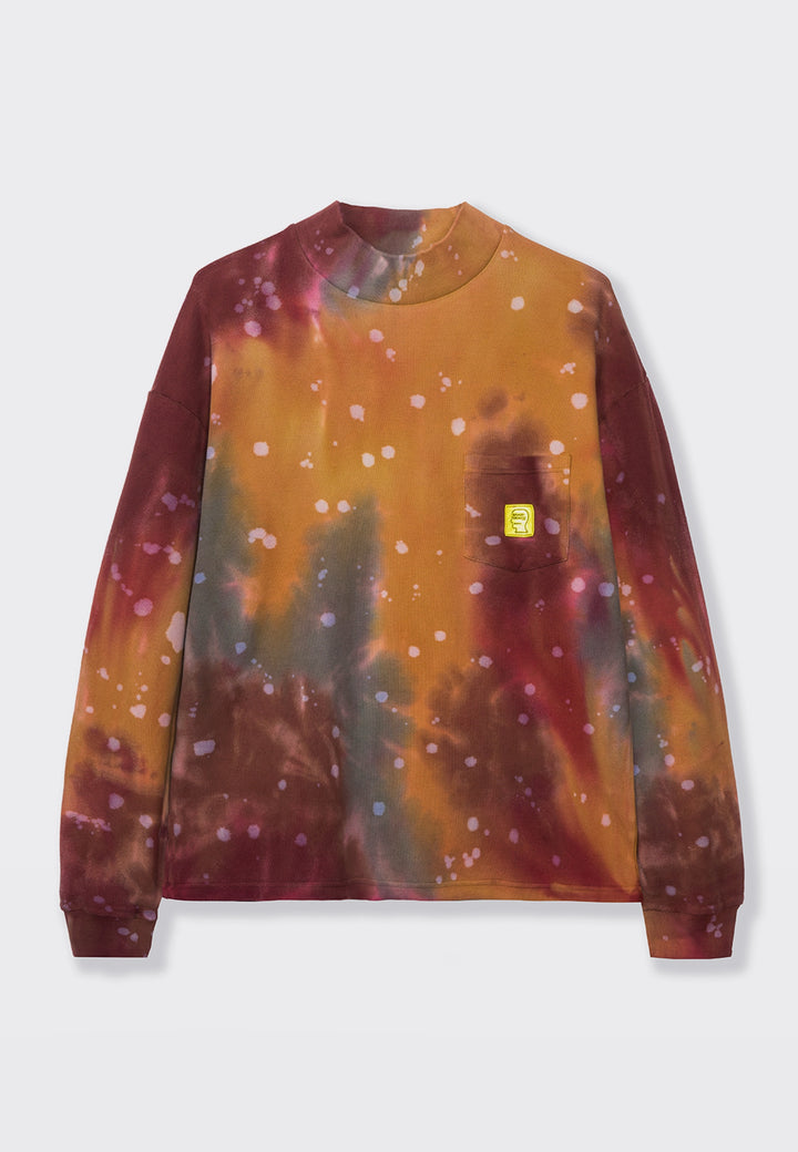 Dyed Pique Mock Neck Long Sleeve - red/multi