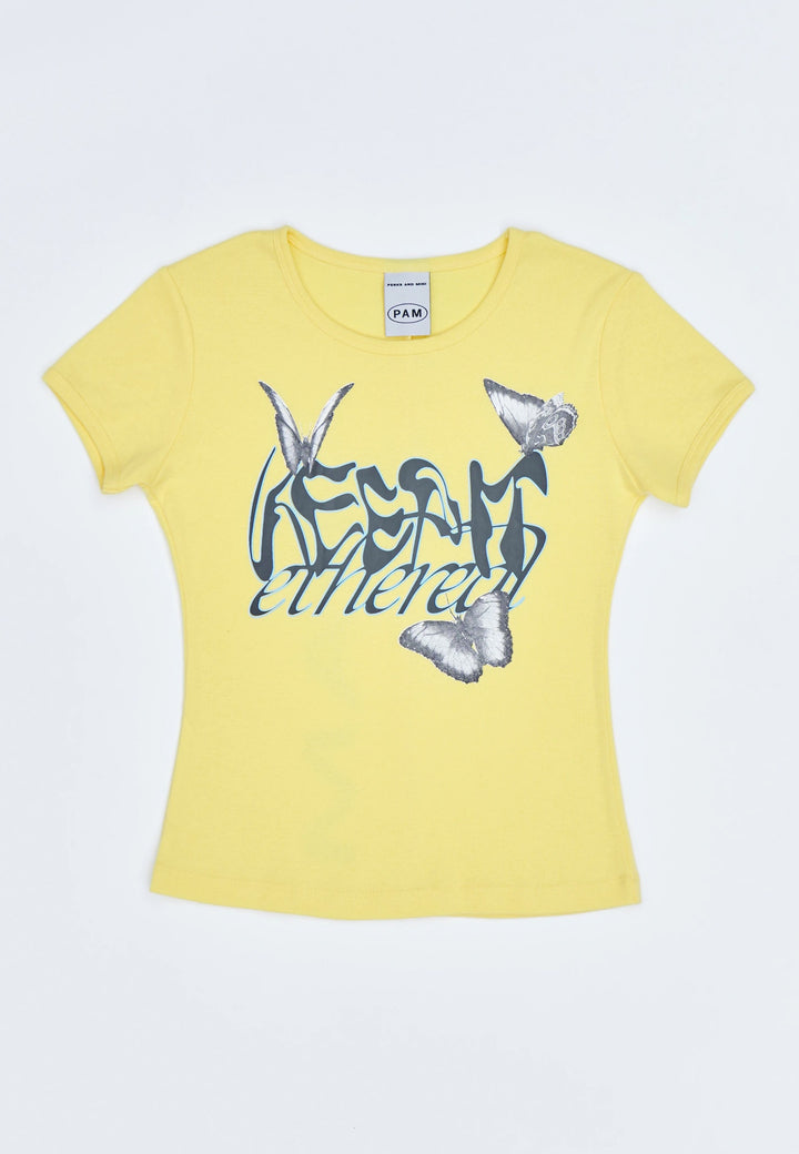 Sisi Ethereal Rib Ribbed T-Shirt - baby yellow