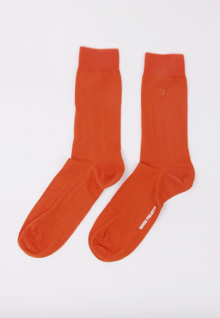 Bjarki Combed Cotton Socks - oxide orange