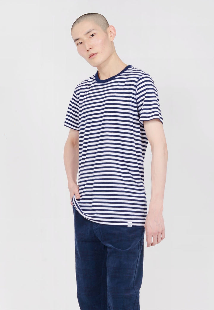 Norse Projects Niels Classic Stripe T-Shirt - dark navy/white — Good as Gold
