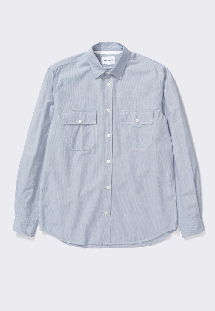 Villads Micro Texture Shirt - blue stripe