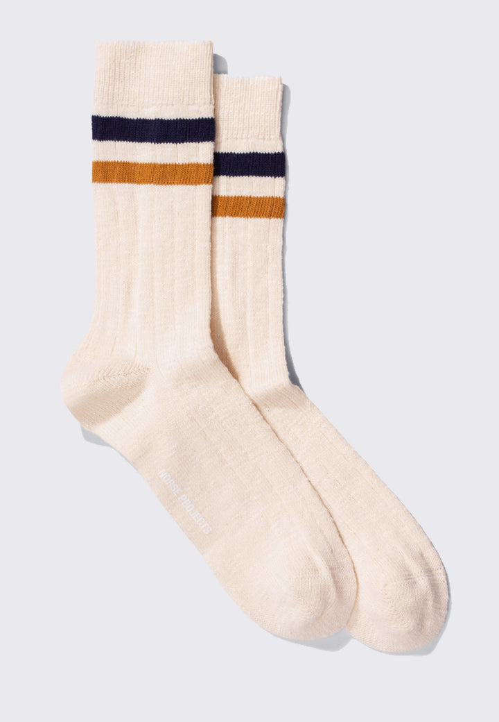 Bjarki Slub Stripe Socks - cadmium orange