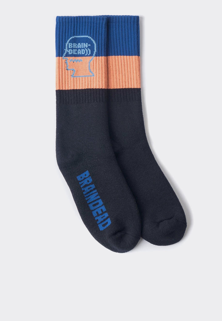 Striped Logo Sock - blue/orange/black