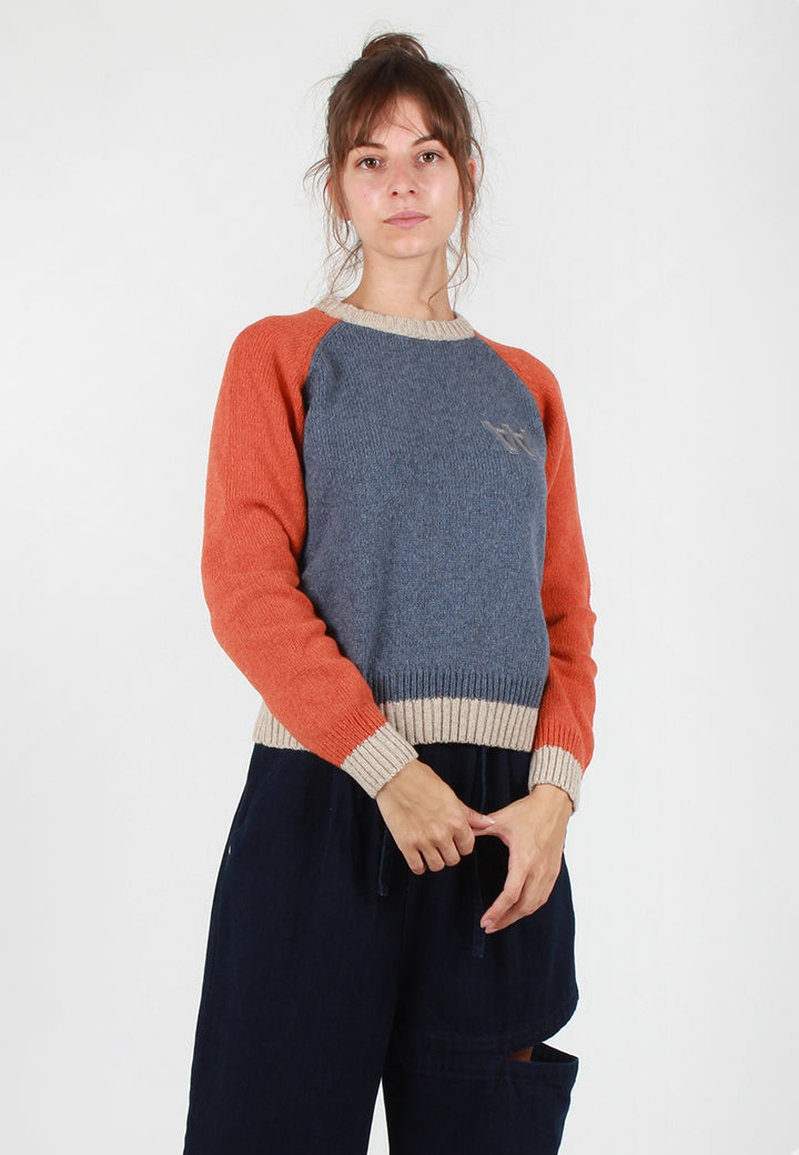 Wood Wood Asta Knit Sweater - dusty blue colourblock - Good As Gold