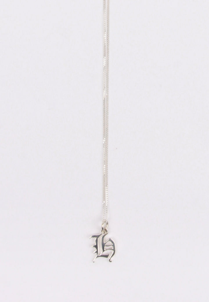 Small Capital Letter Necklace - silver H