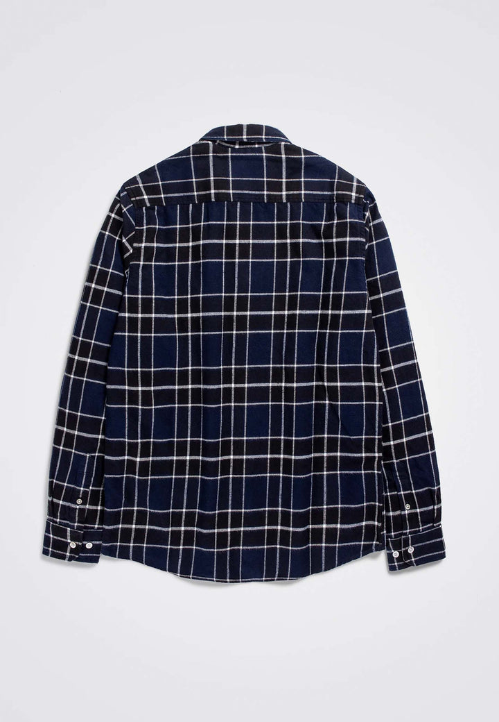 Anton Brushed Flannel Check Shirt - Dark Navy
