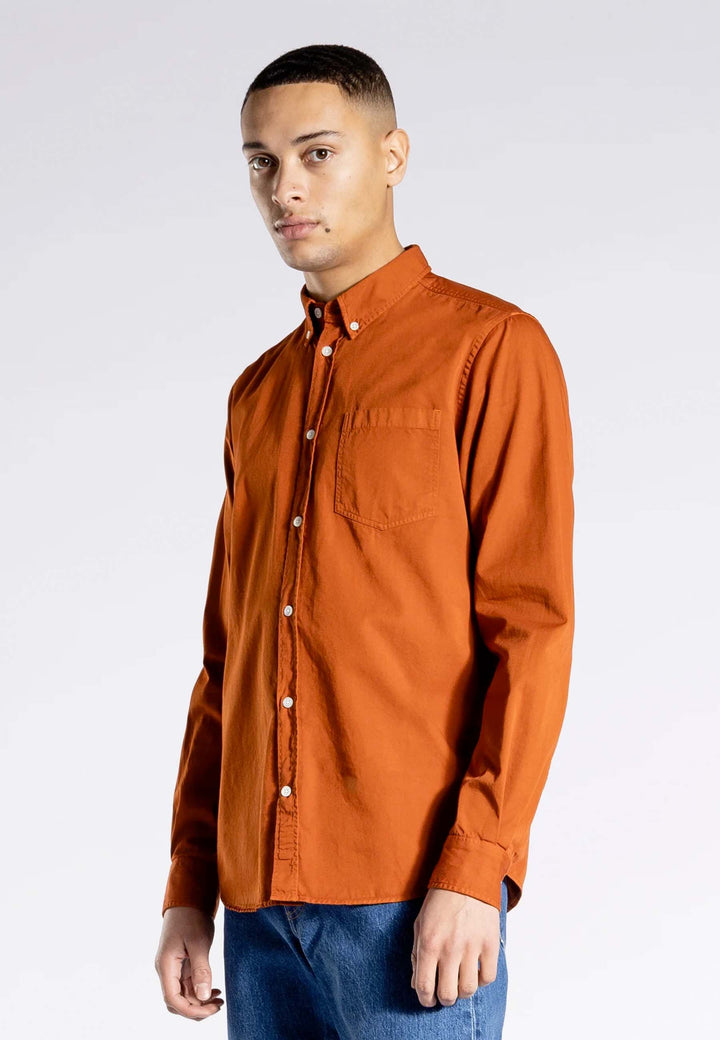 Anton Light Twill Shirt - Burnt Orange