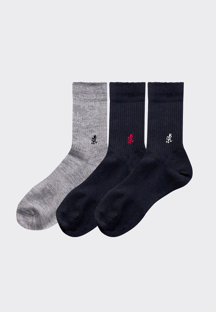 Basic Crew Socks C 3 Pack - Grey/Charcoal/Black