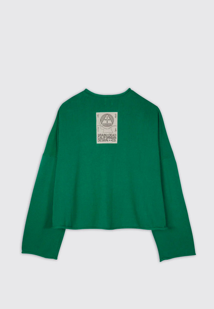 Big Bite Oversized Cropped Boxy Sweater - Green