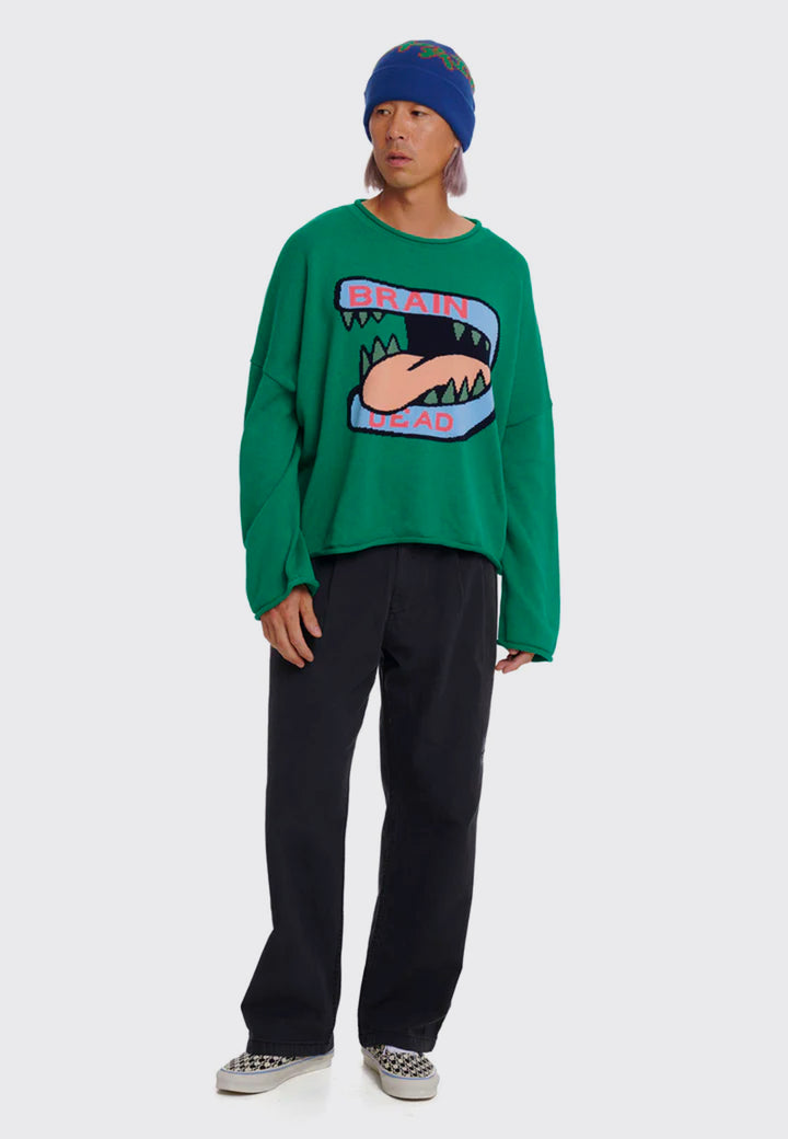 Big Bite Oversized Cropped Boxy Sweater - Green