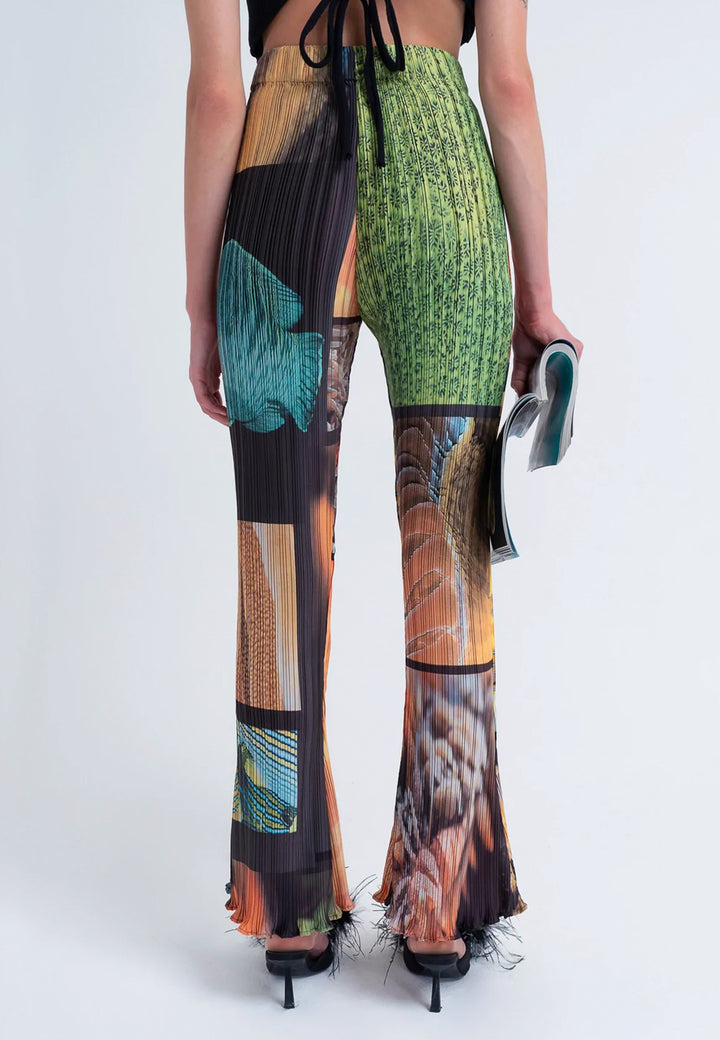 Box Pleat Flare Pant - Fish Party
