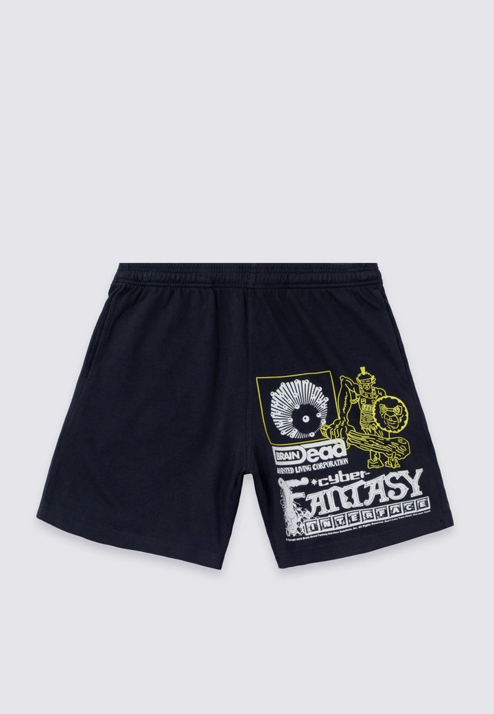 Cyber Fantasy Heavyweight Jersey Shorts - washed black
