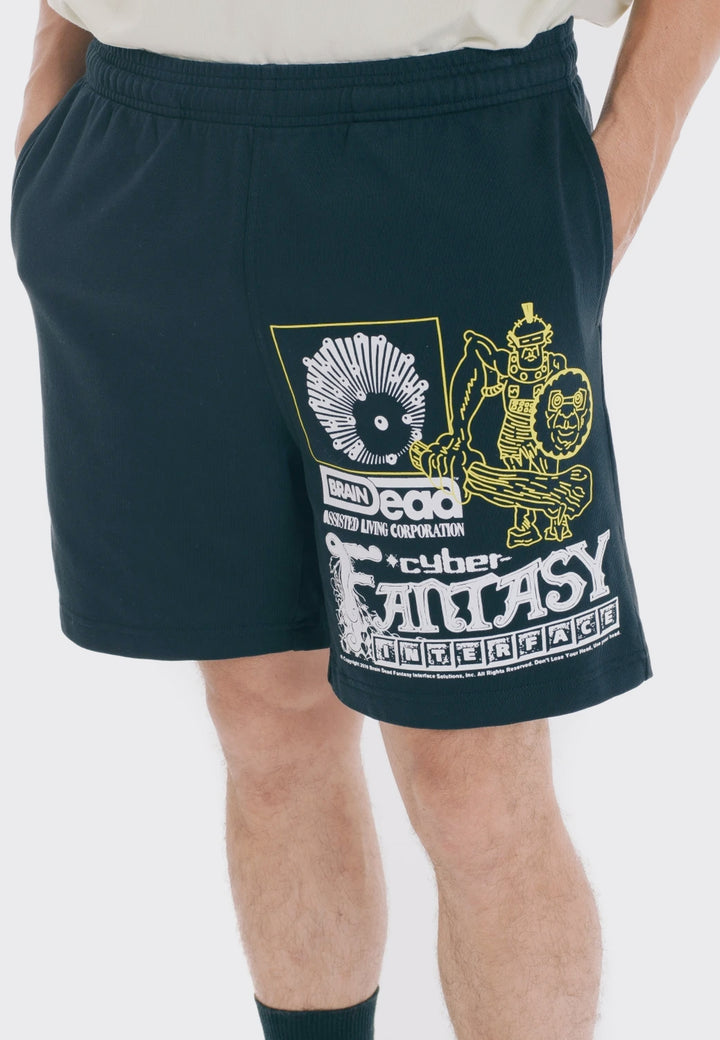 Cyber Fantasy Heavyweight Jersey Shorts - washed black