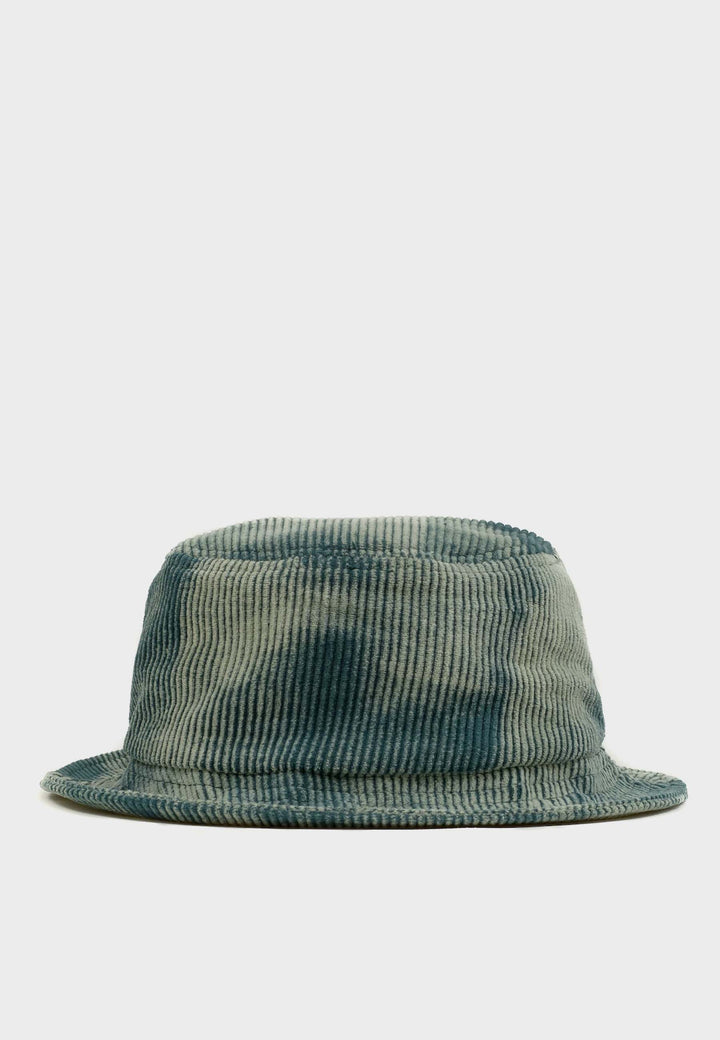 Spikey Bleached Cord Bucket Hat - mallad green