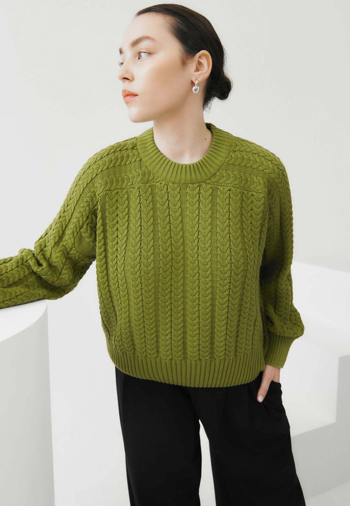 Cable Sweater - leaf