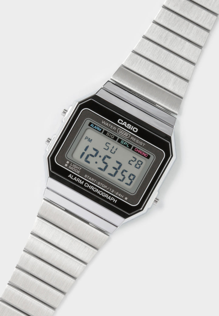 Digital Gents Vintage Watch (A700W-1A) - silver