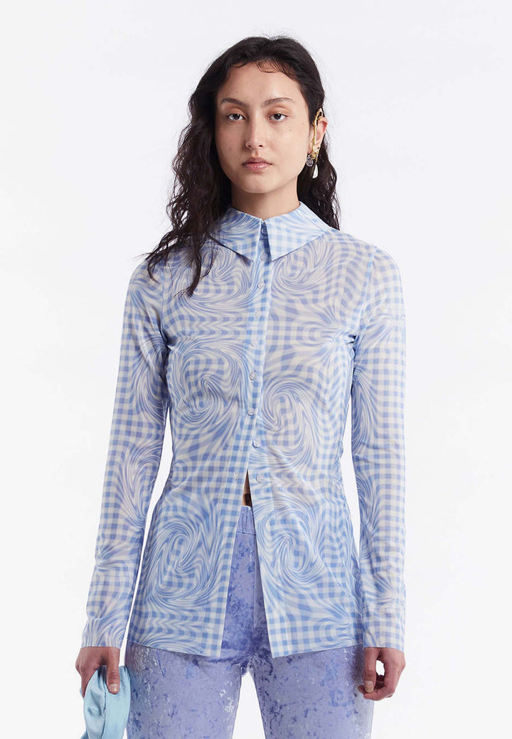 Chasing Clouds Mesh Long Sleeve - pinched gingham