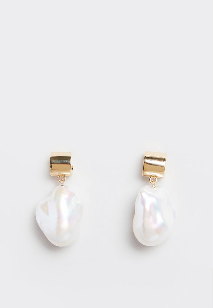 Cuff Pearl Drop Earrings - 9ct gold mix / gold plate