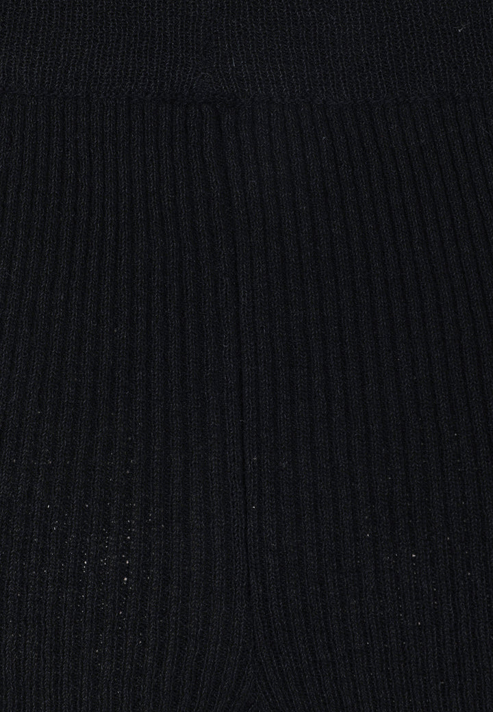 Cut-Out Knit Pants - black