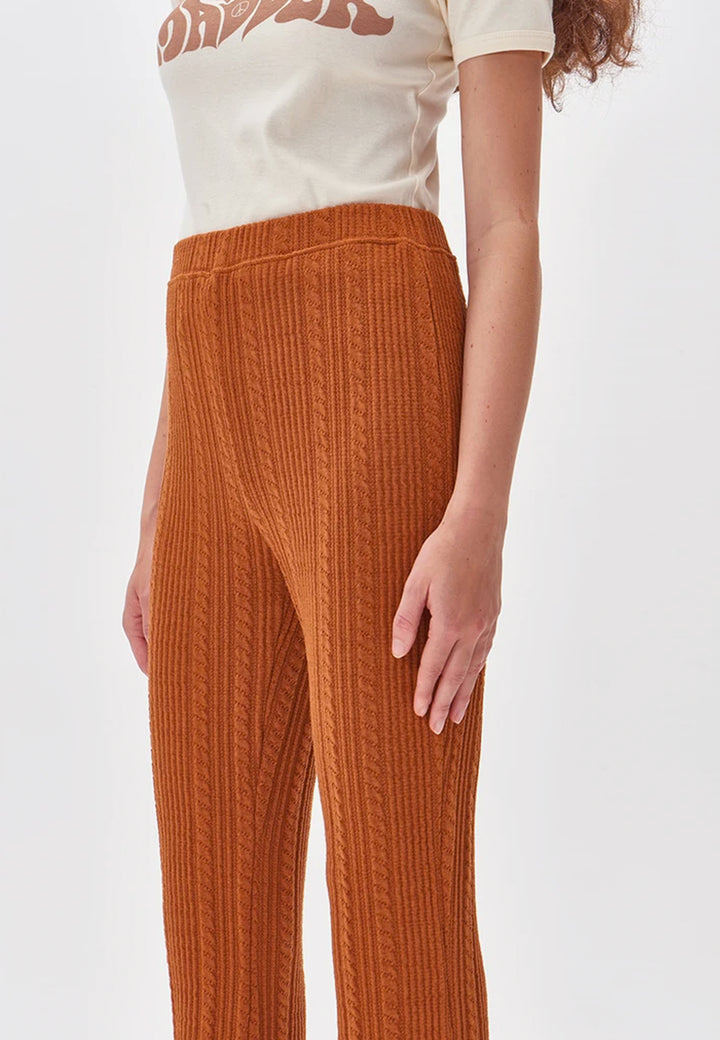 Edie Cable Jersey Knit Flare - dark orange
