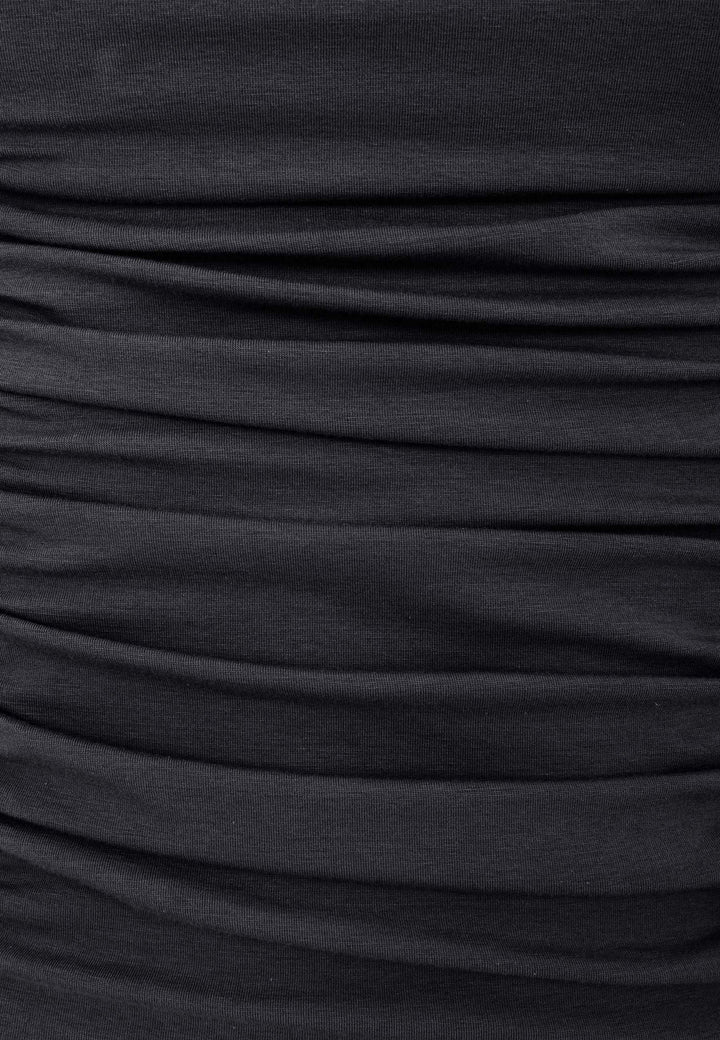 Ruched Long Sleeve T-Shirt - black