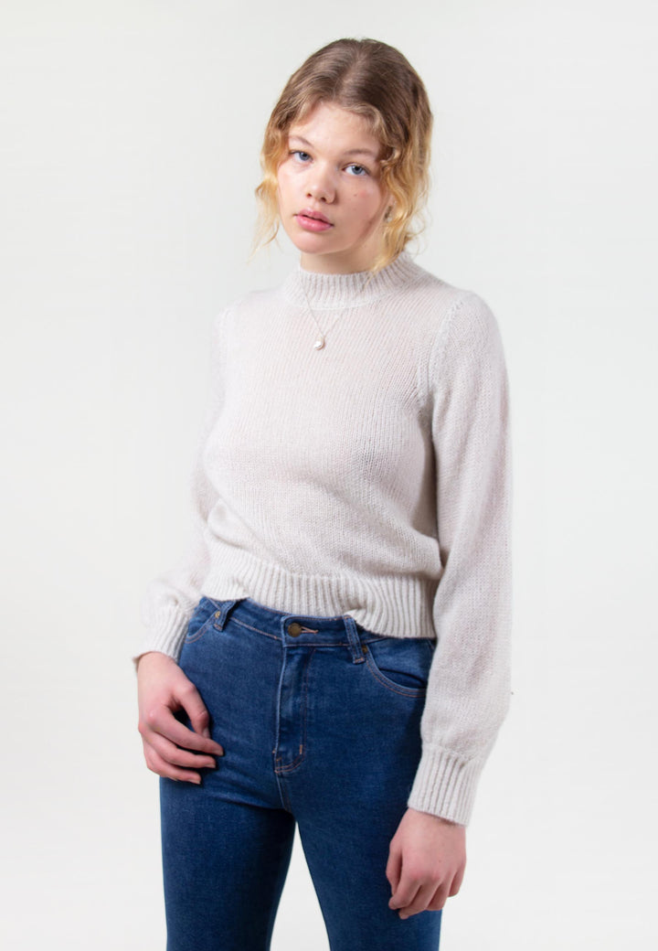 Gigi Fluffy Knit Sweater -  vintage white