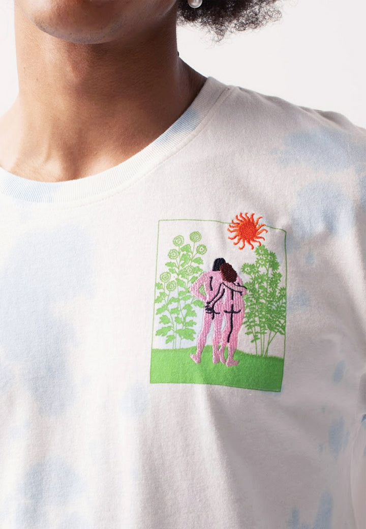 Growers and Showers T-Shirt - blue tie dye