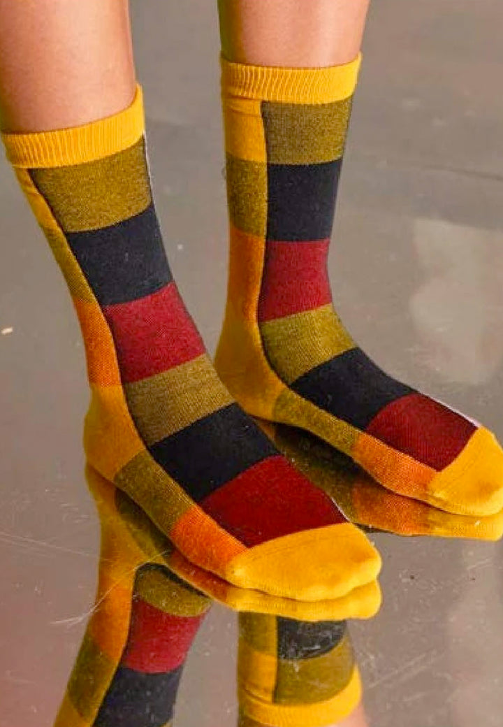 Checks Socks - yellow/lavender/orange